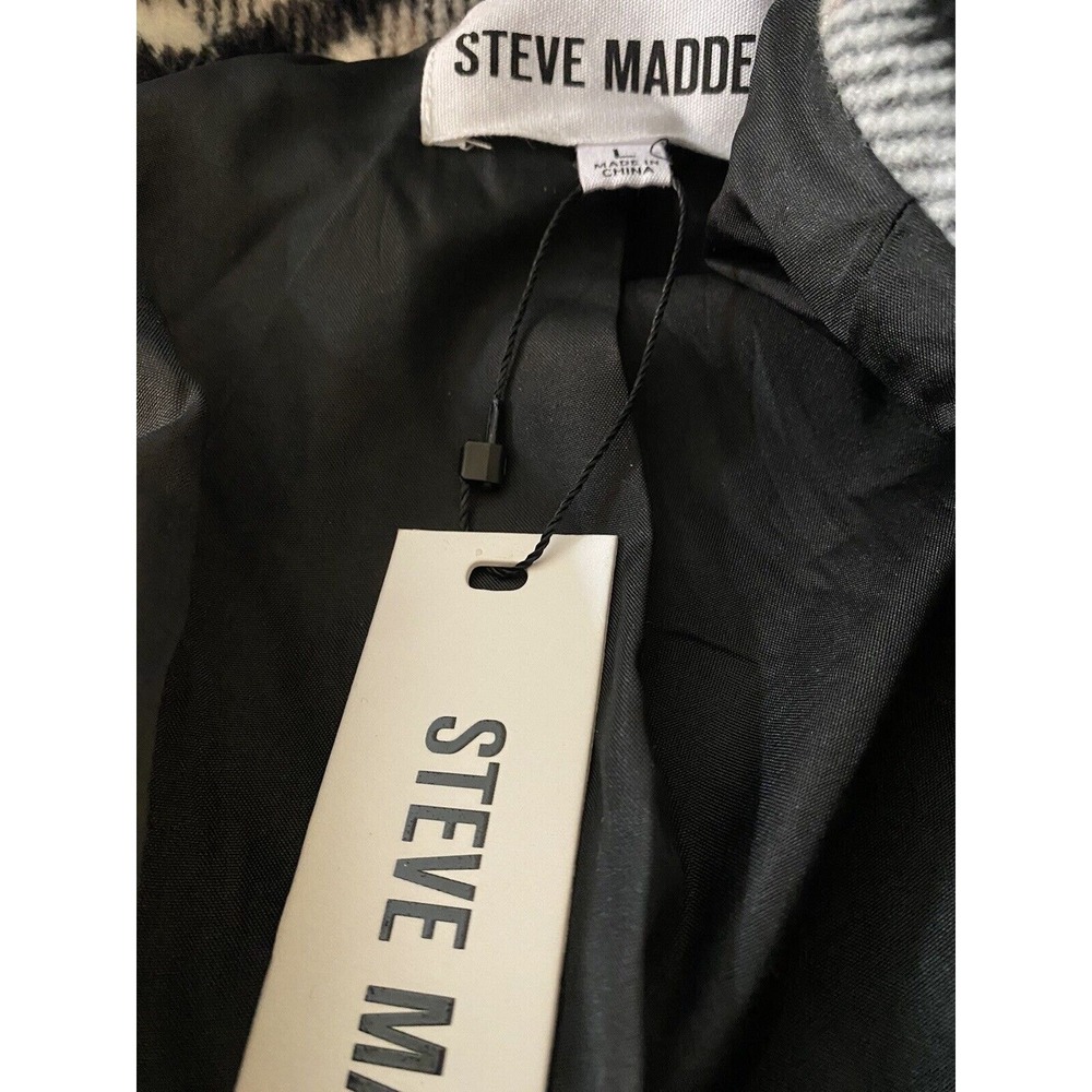 Steve Madden Oversized Comfy Black Plaid Coat NWT Size L - Picture 6 of 6